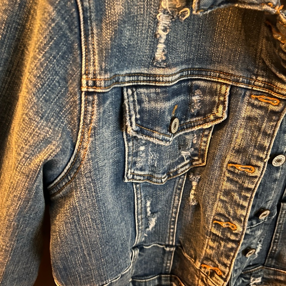 KanCan Faded Blue Distressed Jean Jacket - Picture 3 of 8